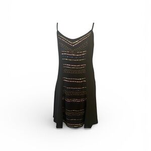 Black Embellished Open Back Cocktail Dress Beaded Slip